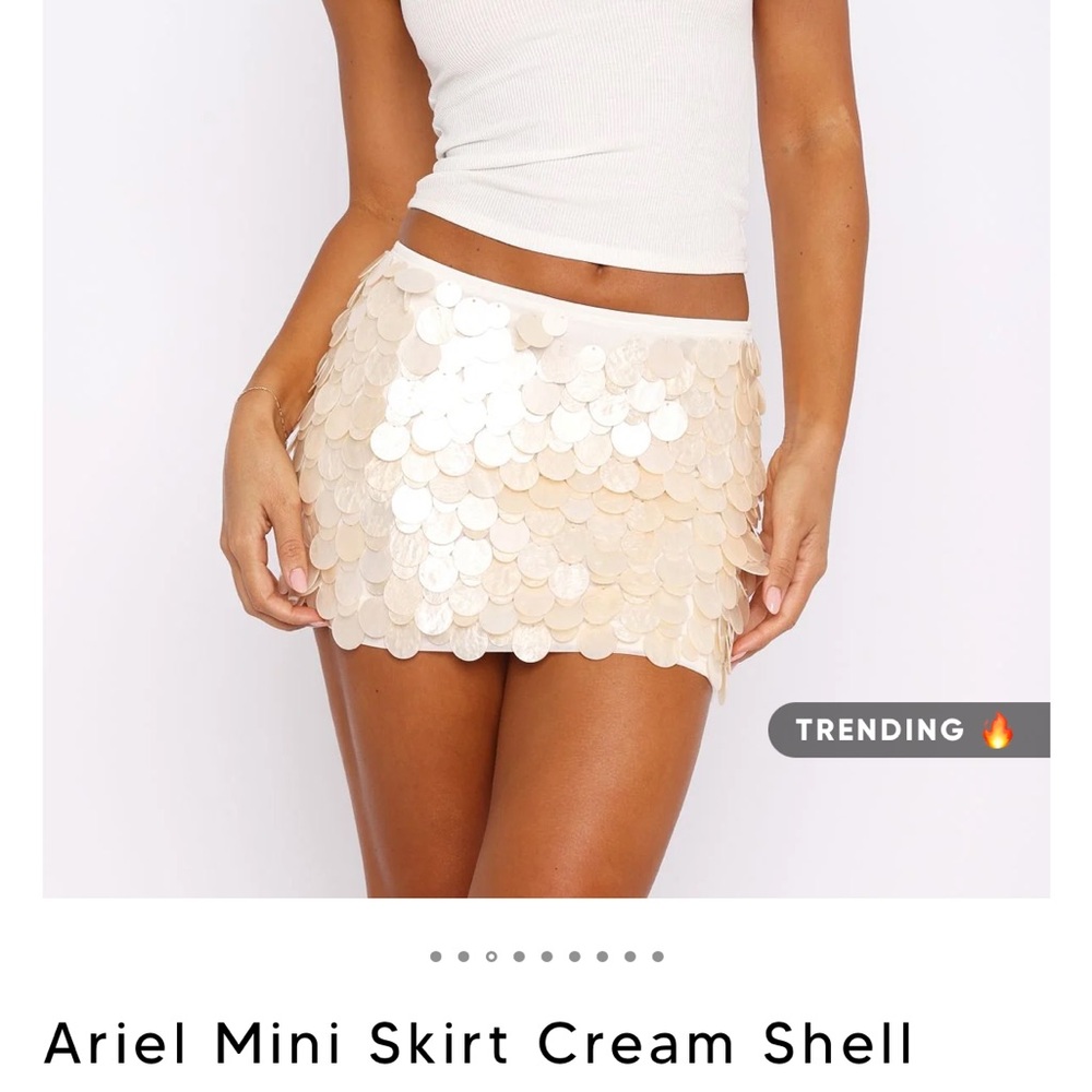 White Fox Boutique Ariel Cream Sequin Mini Skirt